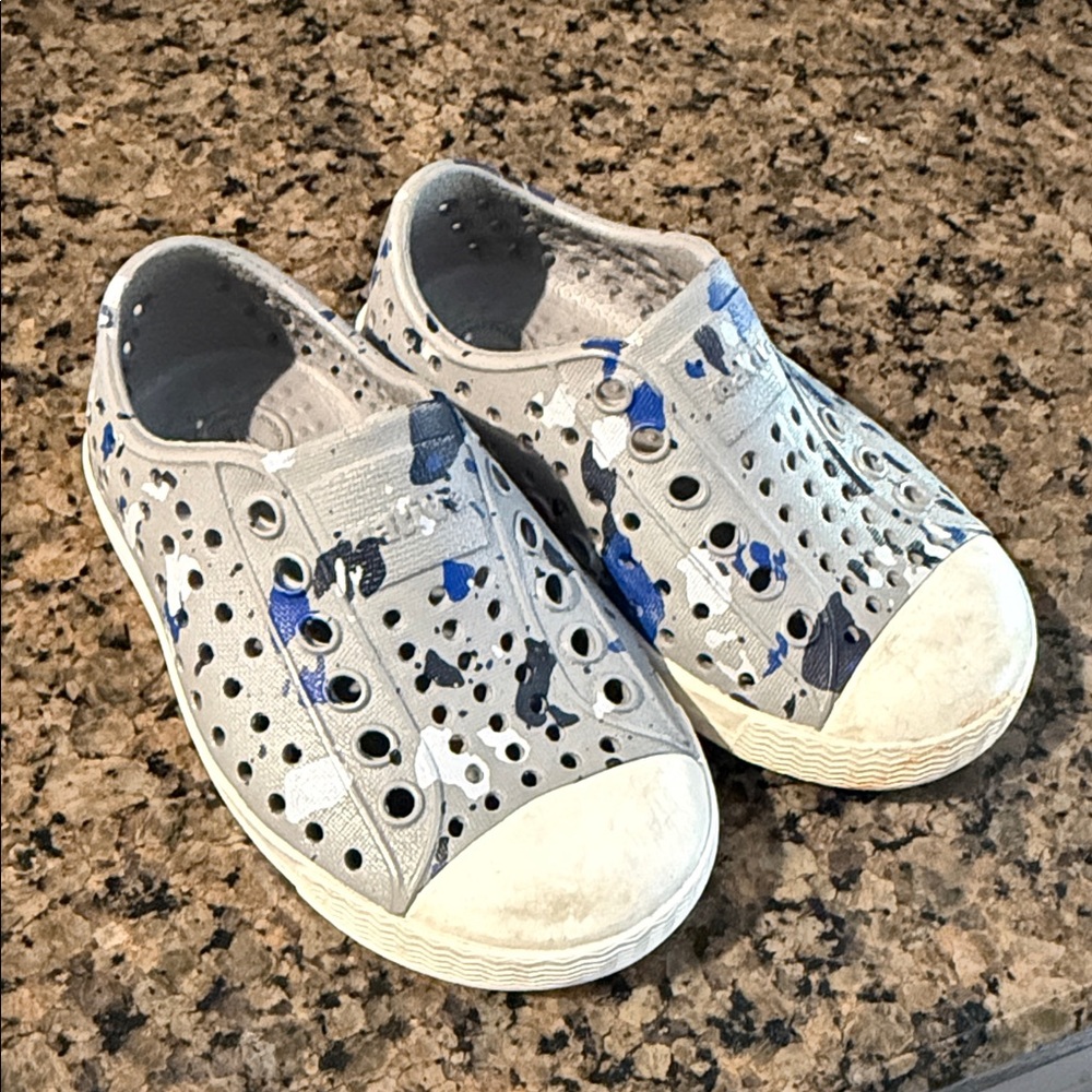 Kids Slip-On native shoes Water-Friendly Shoes in Gray with Blue Accents
